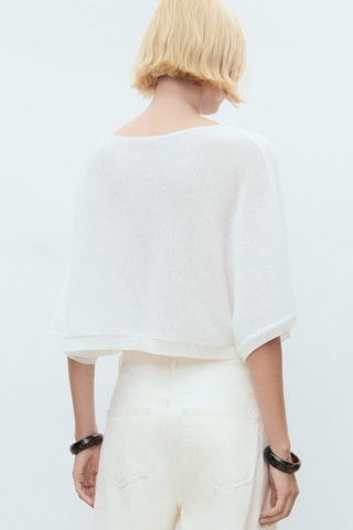 Pull-over maille fine oversize - Blanc