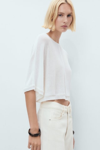 Pull-over maille fine oversize - Blanc