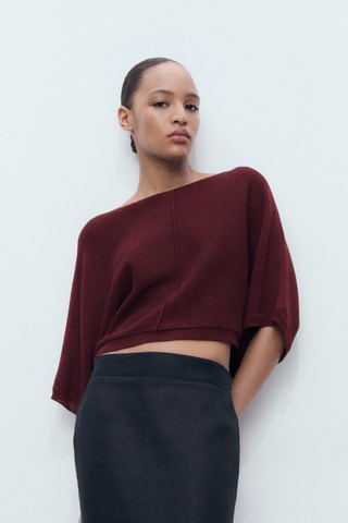 Pull-over maille fine oversize - Bordeaux