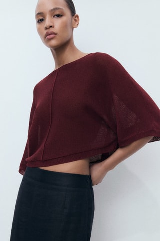 Pull-over maille fine oversize - Bordeaux