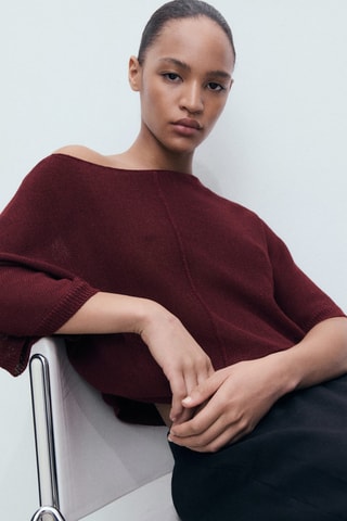 Pull-over maille fine oversize - Bordeaux