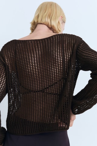 Pull crochet manches longues - Chocolat