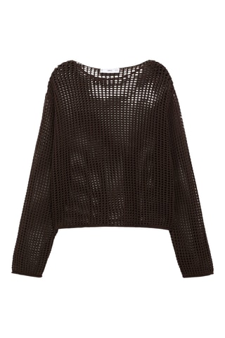 Pull crochet manches longues - Chocolat
