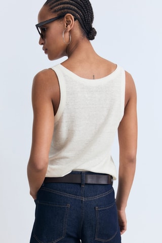 Haut en lin sans manches - Ecru