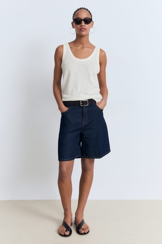 Haut en lin sans manches - Ecru