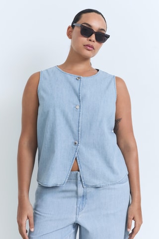 Gilet en jean boutons - Bleu clair