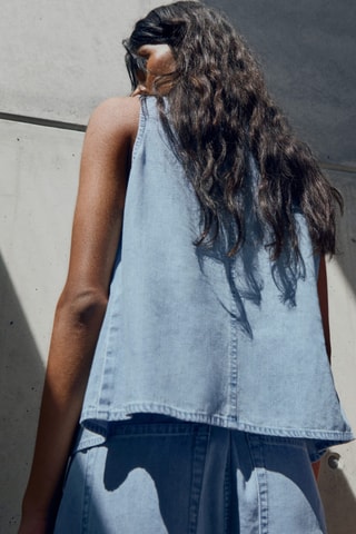 Gilet en jean boutons - Bleu clair