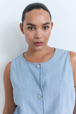 Gilet en jean boutons - Bleu clair