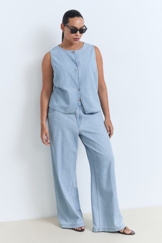 Gilet en jean boutons - Bleu clair