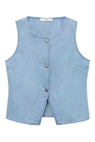 Gilet en jean boutons - Bleu clair