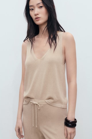 Pantalon droit maille - Gris clair