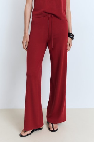 Pantalon droit maille - Rouge