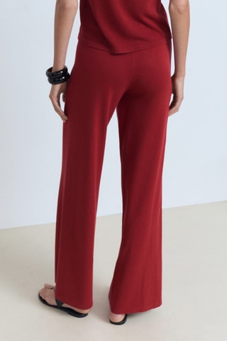 Pantalon droit maille - Rouge