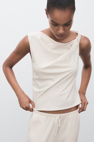 Top asymétrique à bretelle drapé - Ecru