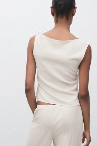 Top asymétrique à bretelle drapé - Ecru