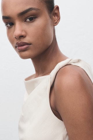 Top asymétrique à bretelle drapé - Ecru