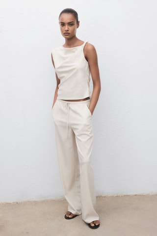 Top asymétrique à bretelle drapé - Ecru