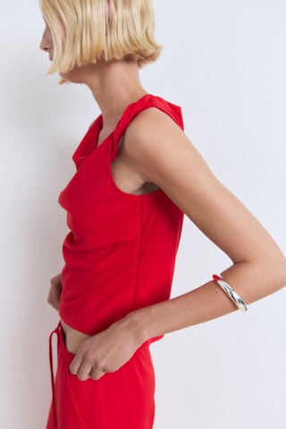 Top asymétrique à bretelle drapé - Rouge