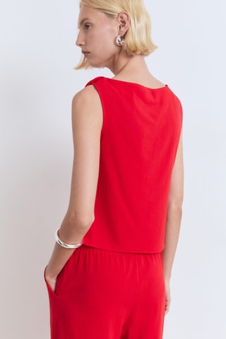 Top asymétrique à bretelle drapé - Rouge