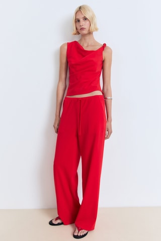 Top asymétrique à bretelle drapé - Rouge