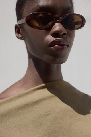 Top algodón cuello asimétrico - Caqui