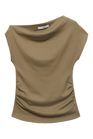 Top algodón cuello asimétrico - Caqui