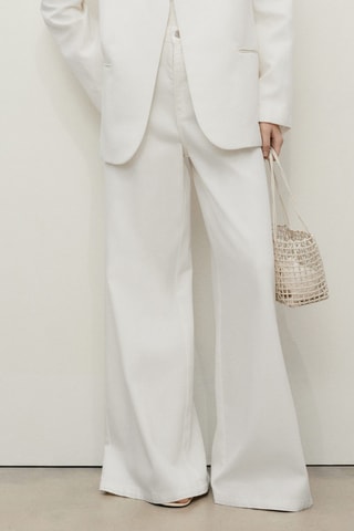 Jean large taille haute - Blanc