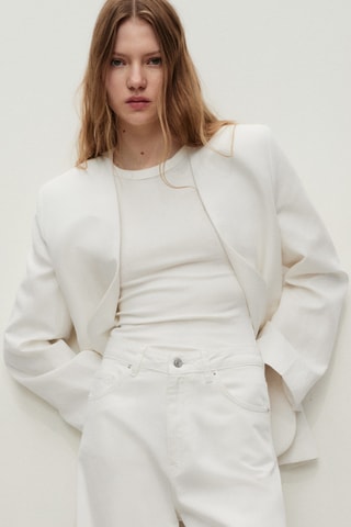 Jean large taille haute - Blanc