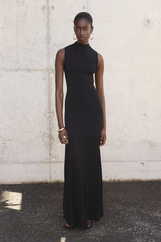 Robe combinée à col montant - Noir