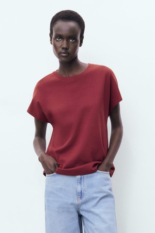 T-shirt coton col rond - Bordeaux