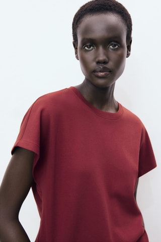 T-shirt coton col rond - Bordeaux