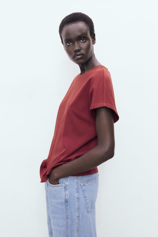 T-shirt coton col rond - Bordeaux