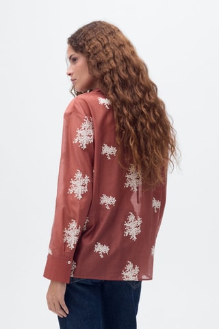 Chemise Lyocell brodée - Rouge orangé