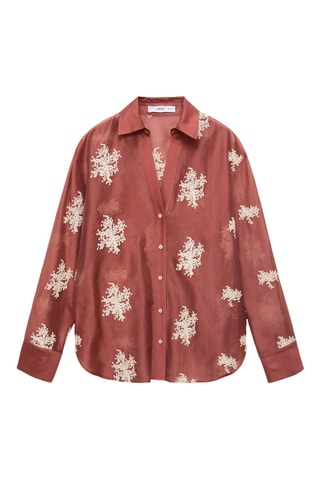 Chemise Lyocell brodée - Rouge orangé