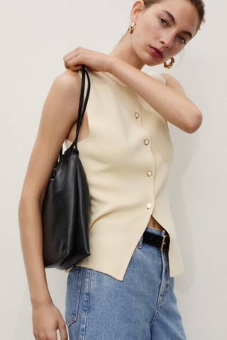 Bermuda en jean droit taille haute - Bleu