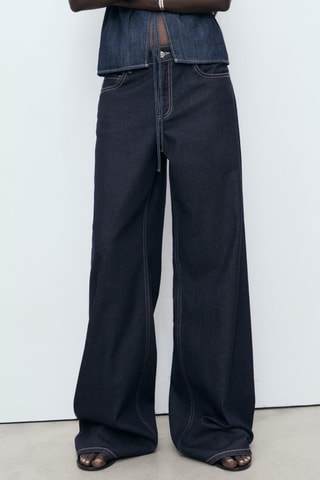 Jean wideleg taille basse - Bleu