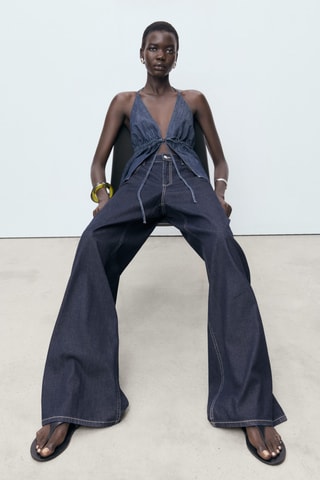 Jean wideleg taille basse - Bleu