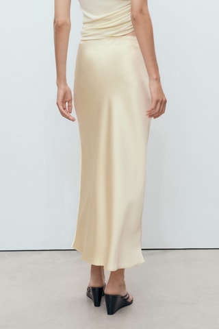 Jupe midi satinée - Jaune
