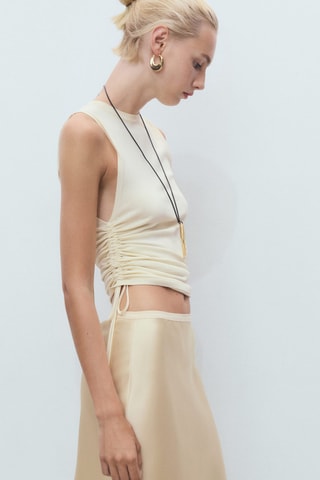 Jupe midi satinée - Jaune