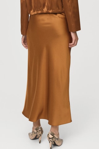 Jupe midi satinée - Cognac