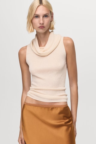 Jupe midi satinée - Cognac