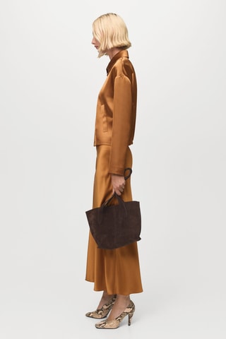 Jupe midi satinée - Cognac