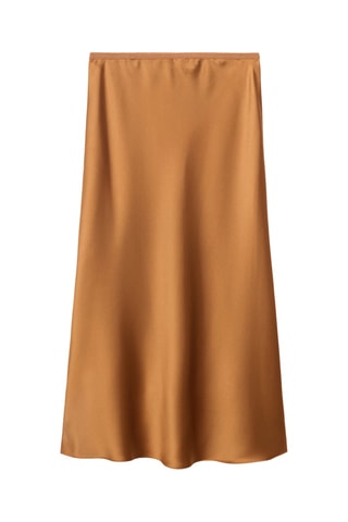 Jupe midi satinée - Cognac