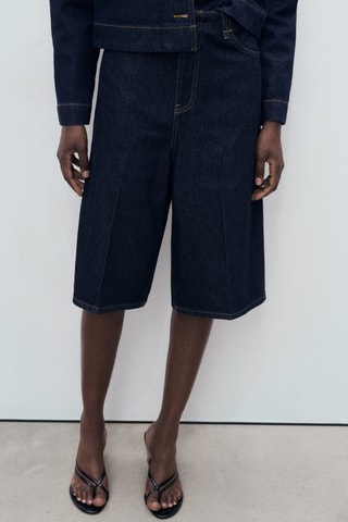 Bermuda jort denim taille normale - Bleu