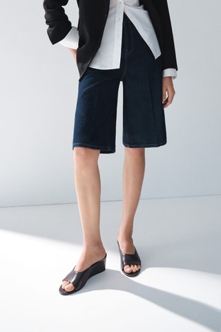 Bermuda jort denim taille normale - Bleu