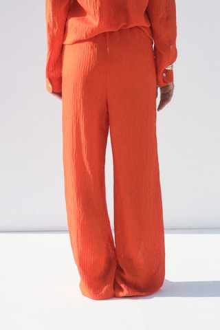 Pantalon droit effet froissé - Orange