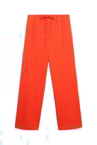 Pantalon droit effet froissé - Orange