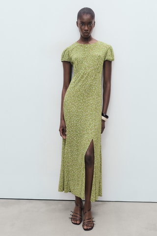 Robe imprimée fente latérale - Vert