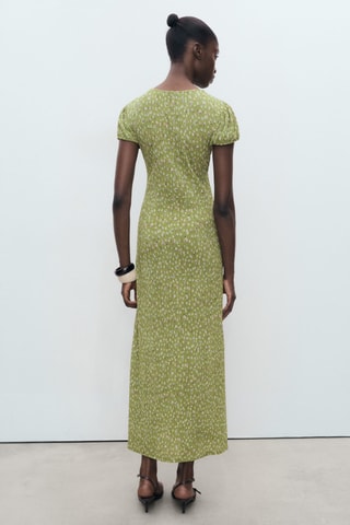 Robe imprimée fente latérale - Vert