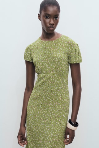 Robe imprimée fente latérale - Vert